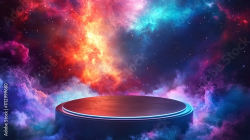 Wallpaper Mural space, podium background with various colorful lights Torontodigital.ca