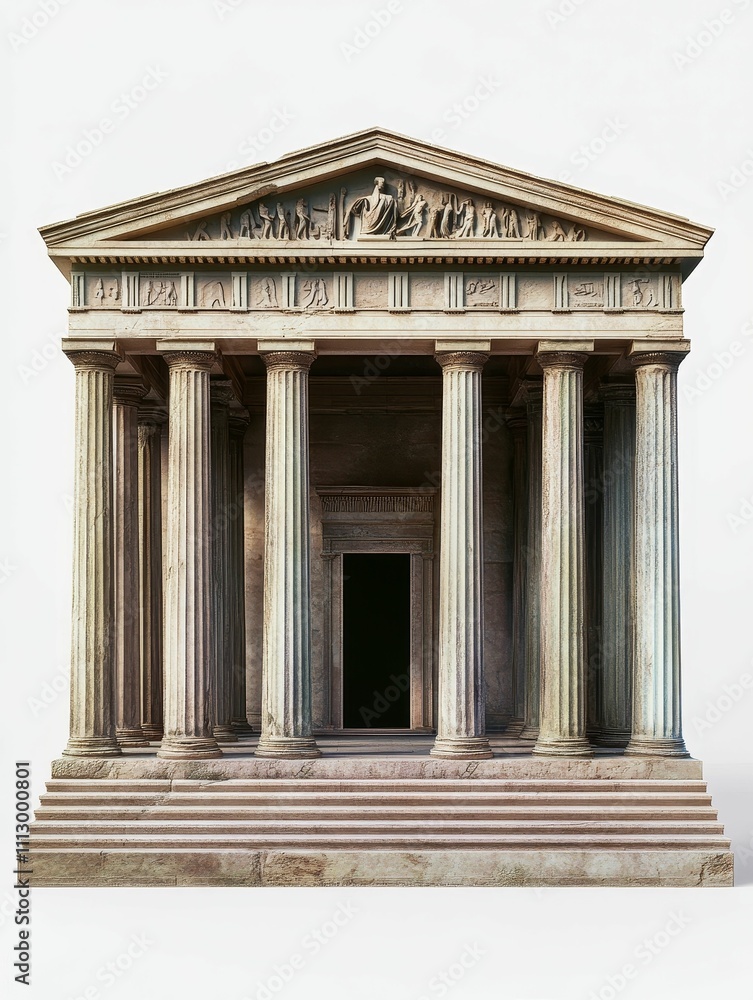 Fototapeta premium Ancient stone temple, columns, pediment, steps.