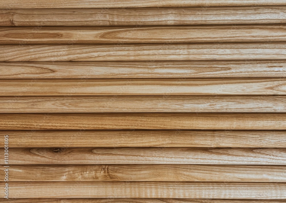 Volumetric wall with brown slats made of natural wood for interior. Aesthetics after renovation Volumetric wall with brown slats made of natural wood for interior. Aesthetics after renovation