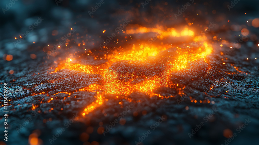 Glowing Embers Hot Volcanic Rocks Fiery Texture Glowing Embers Hot Volcanic Rocks Fiery Texture