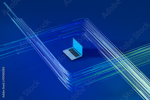 Laptops connected to the internet with vibrant data connections