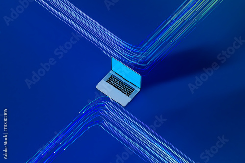 Laptops connected to the internet with vibrant data connections