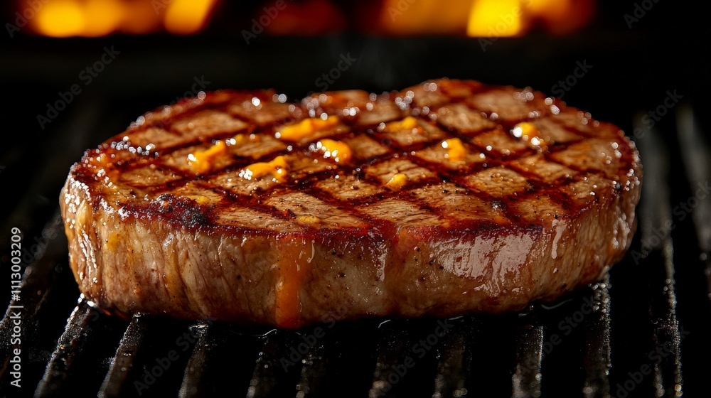 A perfectly grilled steak with a seared pattern, showcasing deliciousness and culinary skill. A perfectly grilled steak with a seared pattern, showcasing deliciousness and culinary skill.