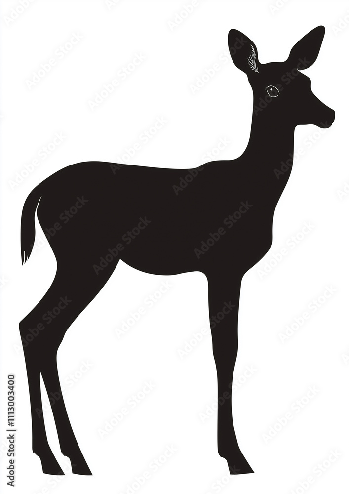 A silhouette of a deer standing gracefully, capturing elegance in simplicity. Its posture highlights the natural beauty and agility associated with these graceful creatures. A silhouette of a deer standing gracefully, capturing elegance in simplicity. Its posture highlights the natural beauty and agility associated with these graceful creatures.