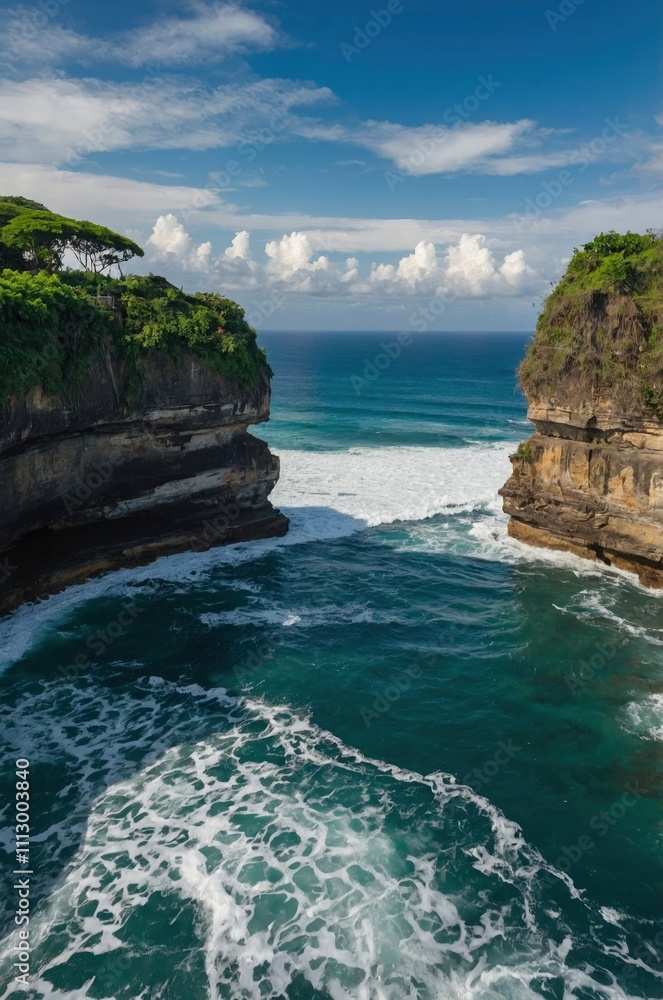 Beautiful view of ocean in Uluwatu on Bali Beautiful view of ocean in Uluwatu on Bali