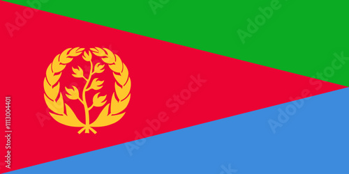 Eritrea flag in official colors, dimensions and aspect ratio. Vector flag symbolizing national pride, identity, heritage, patriotism and authority