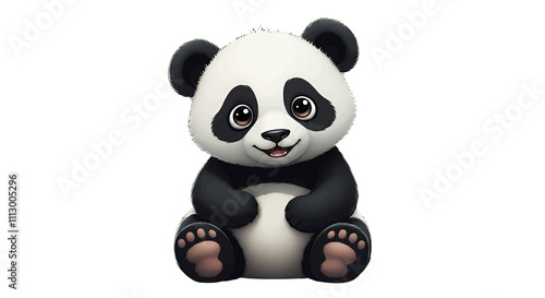 Adorable Baby Panda Cub Sitting, Cute Cartoon Panda Illustration