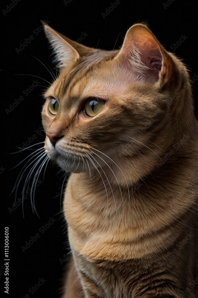 Closeup Portrait of Burmese Cat in Profile view Isolated on black background Closeup Portrait of Burmese Cat in Profile view Isolated on black background
