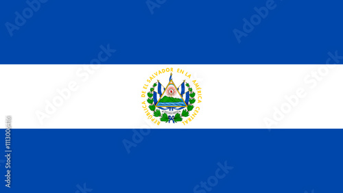 El Salvador flag in official colors, dimensions and aspect ratio. Vector flag symbolizing national pride, identity, heritage, patriotism and authority