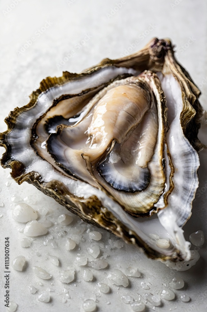 Fresh opened oyster on white background Fresh opened oyster on white background