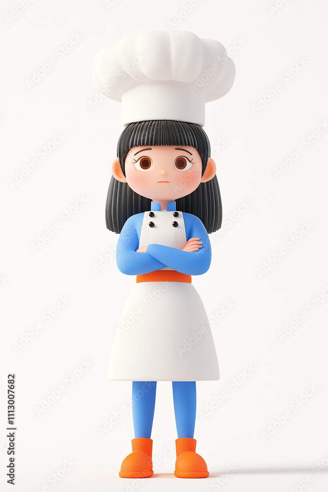 A cartoon chef stands confidently with arms crossed, wearing a chef's hat and apron. A cartoon chef stands confidently with arms crossed, wearing a chef's hat and apron.