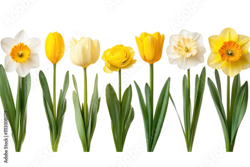 Obraz na płótnie Arrangement of yellow flowers on an isolated white background w salonie