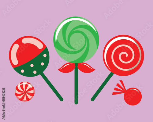 Bright Colorful Lollipops on Sticks With Fun Candy Shapes