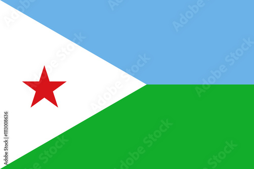 Djibouti flag in official colors, dimensions and aspect ratio. Vector flag symbolizing national pride, identity, heritage, patriotism and authority