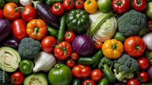  Large group of fresh vegetables on white background