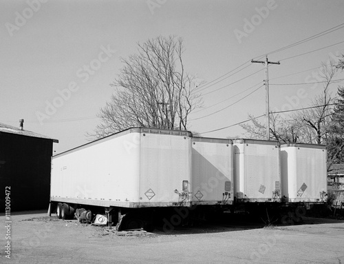 Row of trucking trailers photo