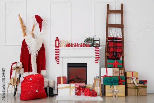 Interior of hall with Santa...