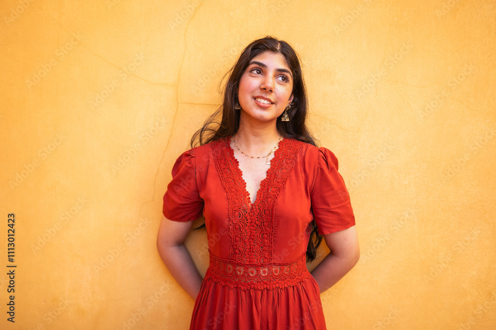 portrait of asian woman with yellow background portrait of asian woman with yellow background