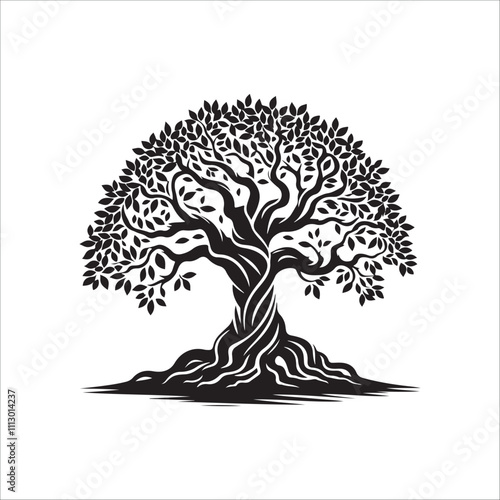 best banyan tree silhouette vector