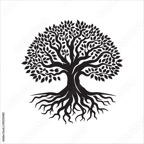 best banyan tree silhouette vector