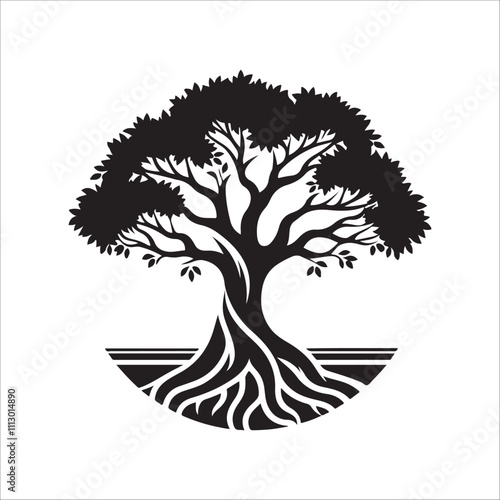 best banyan tree silhouette vector