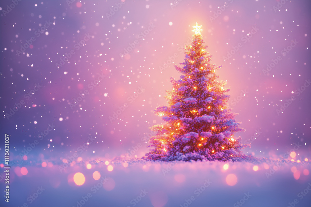 Christmas tree background with glowing bokeh lights, soft warm light. simple and elegant festive backdrop in pastel colors Christmas tree background with glowing bokeh lights, soft warm light. simple and elegant festive backdrop in pastel colors