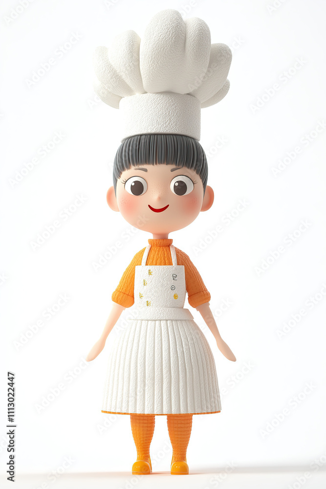 A cheerful cartoon chef character with a white hat and apron, designed for food-related themes.