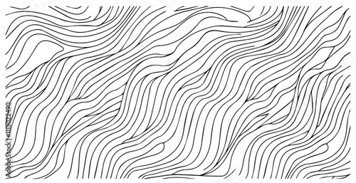 artistic sketch of flowing lines in abstract style – black vector pattern