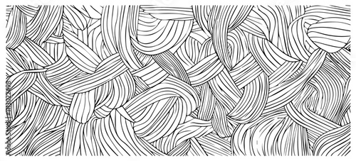artistic sketch of flowing lines in abstract style – black vector pattern