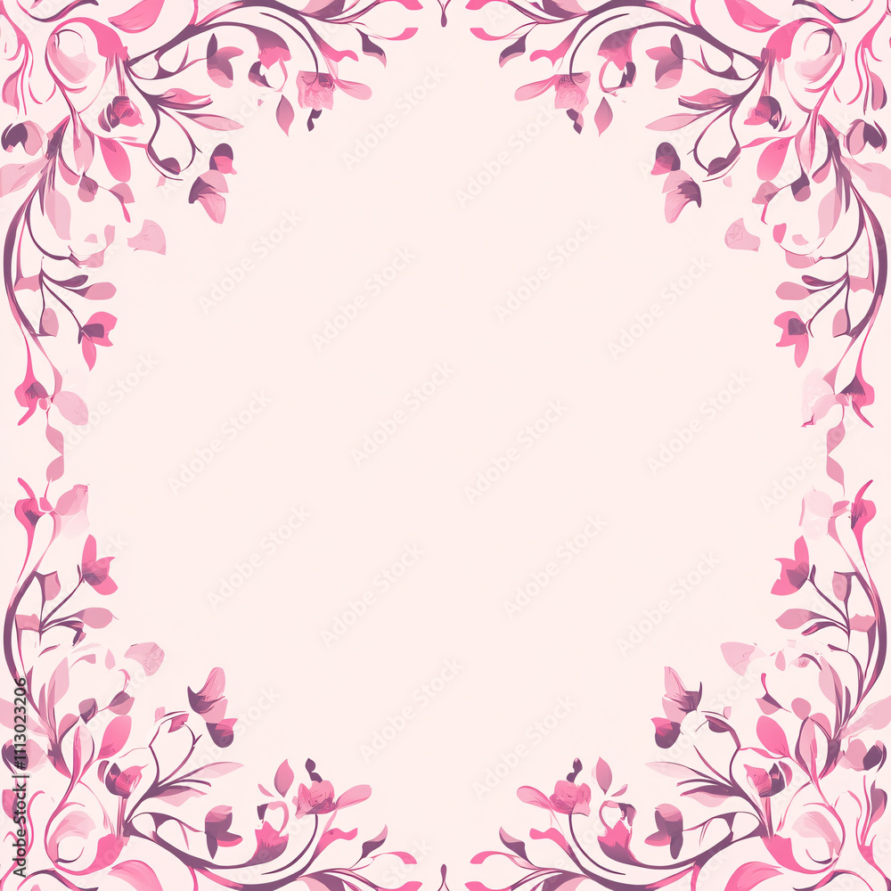 Elegant Pink Floral Frames with Intricate Decorative Patterns and Pastel Tones for Invitations, Greeting Cards, and Romantic-Themed Designs Elegant Pink Floral Frames with Intricate Decorative Patterns and Pastel Tones for Invitations, Greeting Cards, and Romantic-Themed Designs