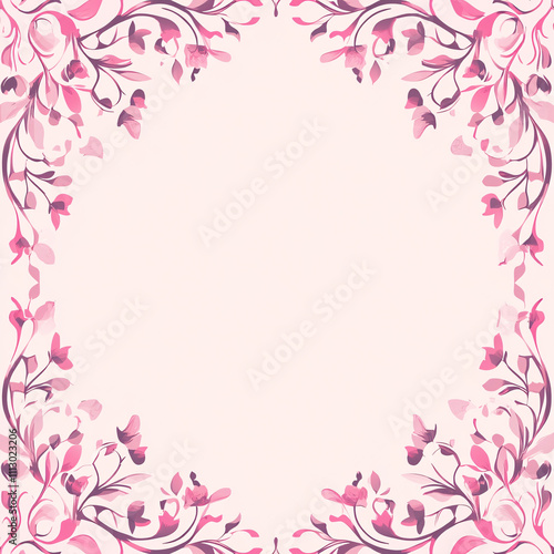 Elegant Pink Floral Frames with Intricate Decorative Patterns and Pastel Tones for Invitations, Greeting Cards, and Romantic-Themed Designs