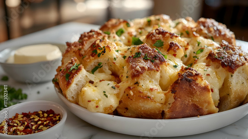 Cheese Garlic Pull-Apart Bread with Herb Butter, Appetizer Photography