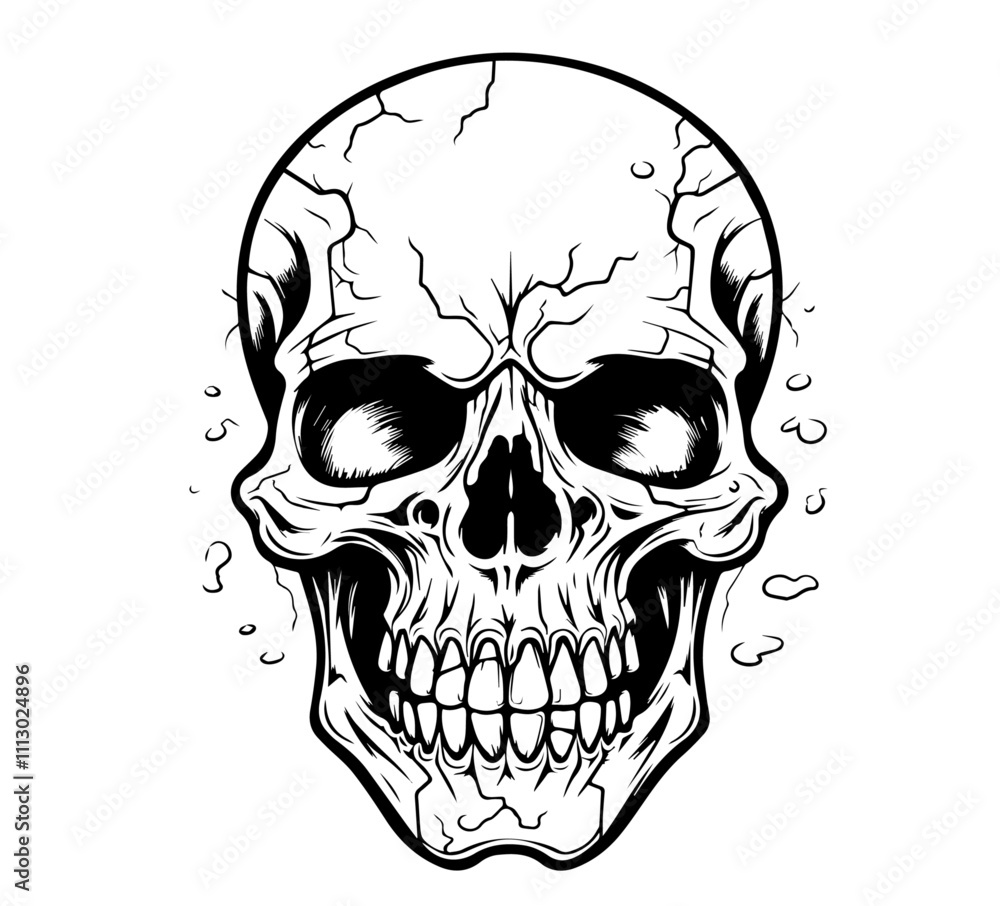 multiple skulls with bold linework in monochrome black vector design multiple skulls with bold linework in monochrome black vector design