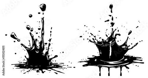 hand-drawn ink splatter with dynamic fluid motion