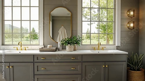 Spa-like Bathroom with Double Vanity and Freestanding Tubs