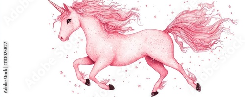 Pink magical unicorn, vector design on white for kidsa?? prints or stickers photo