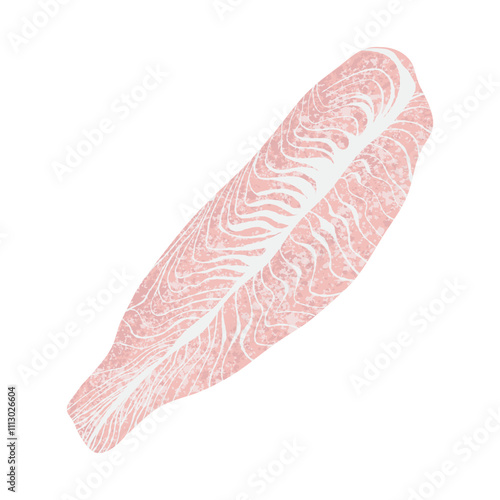 Cod fillet. Raw white fish steak, healthy organic seafood ingredient for restaurant menu, fresh mackerel pangasius gourmet meal cartoon style. Vector flat illustration