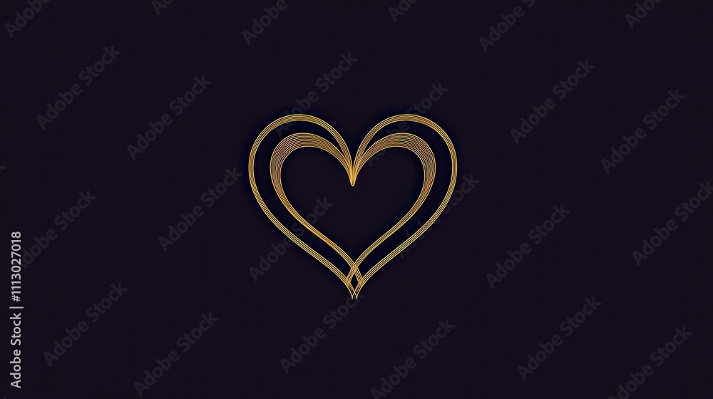 Golden Double Lined Heart Shape Design Golden Double Lined Heart Shape Design