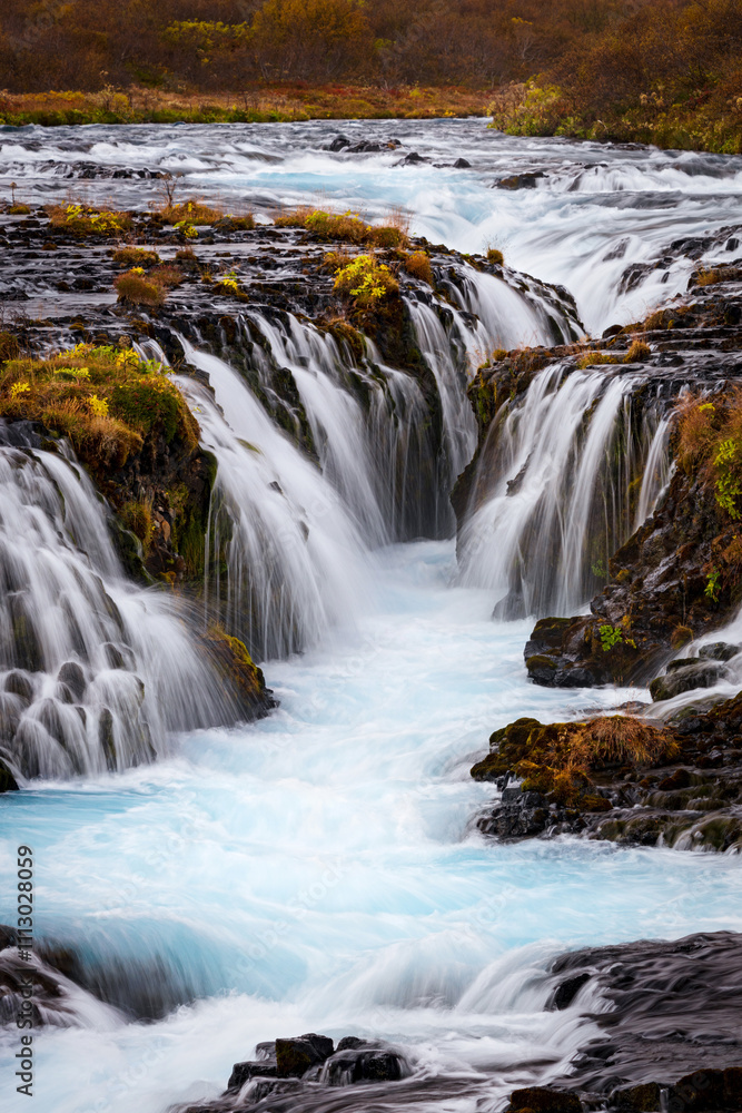 Close up image of the beautifull Bruarfoss blue waterfall in Iceland Close up image of the beautifull Bruarfoss blue waterfall in Iceland