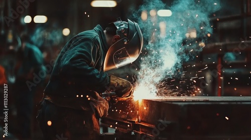 Industry - Welder Welding Steel Construction.