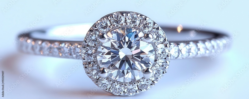 a detailed close-up of an engagement ring with halo setting, luxurious sparkle, isolated on white background a detailed close-up of an engagement ring with halo setting, luxurious sparkle, isolated on white background