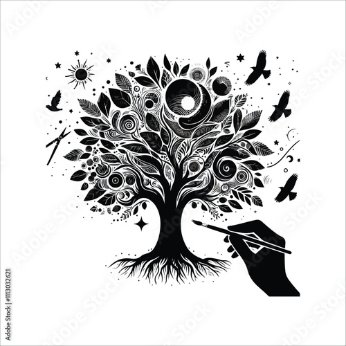 best banyan tree vector silhouette