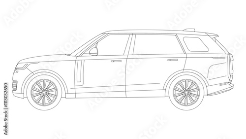 Fotografi Range Rover 2022 English Classic Luxury SUV Vector Speed Icon Modern Off road 4x