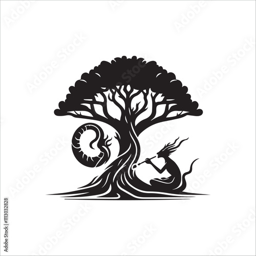 best banyan tree vector silhouette