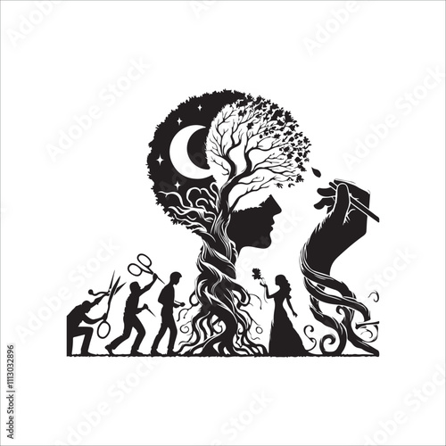 best banyan tree vector silhouette