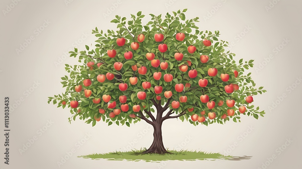 Obraz premium A Lush Apple Tree Abundantly Bearing Red Apples