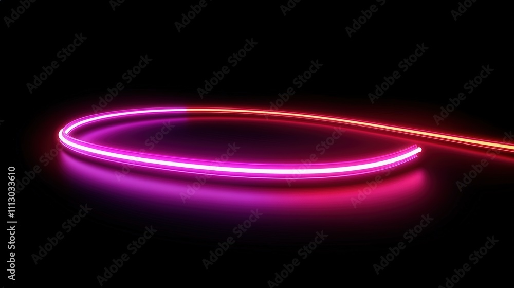 Glowing Neon Line Forms Abstract Shape In Dark Background Glowing Neon Line Forms Abstract Shape In Dark Background
