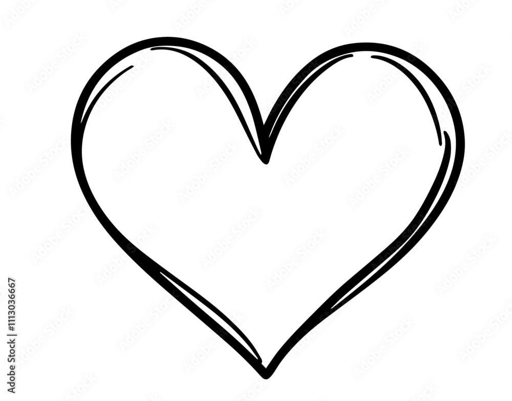 simple outlined heart design in hand-drawn black vector illustration simple outlined heart design in hand-drawn black vector illustration