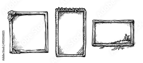 Wallpaper Mural monochrome doodle style ornate picture frames collection Torontodigital.ca