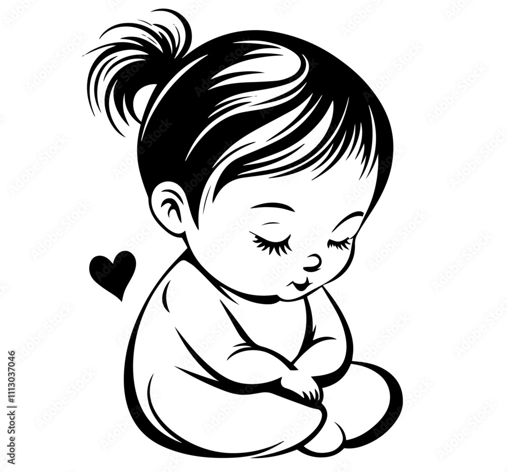 happy child holding a heart in hand-drawn black vector illustration happy child holding a heart in hand-drawn black vector illustration
